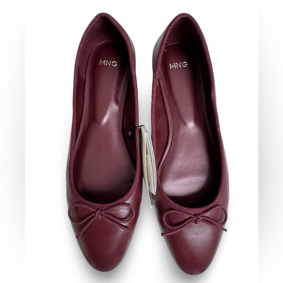 Mango Burgundy Women's Ballet Flats size 7.5 NWT - Picture 1 of 10